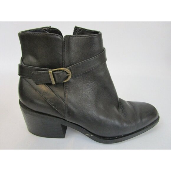 Jasmin Sport Black Leather Ankle Boots Womens Strapeze 8M Block Heel Zipper - Picture 10 of 11